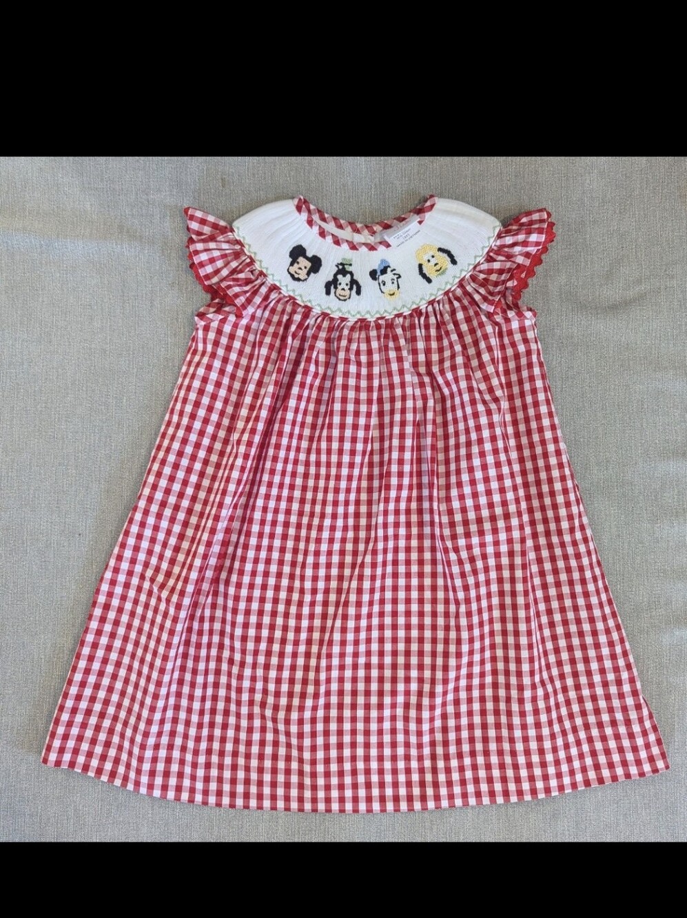 Stitchy Fish Disney Mickey and Friends Red and White  Gingham Dress Size 2t